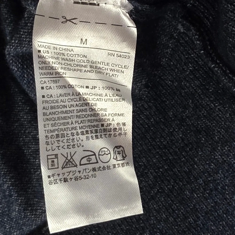 Banana Republic V-Neck Sweater Mens Sz M Blue Heather 100% Cotton Raglan Sleeve